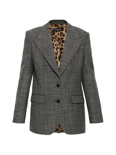 Dolce & Gabbana Single-breasted Wool Blazer In Grey