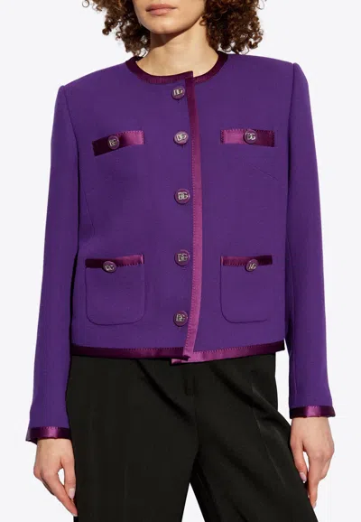 Dolce & Gabbana Single-breasted Wool Blazer In Purple