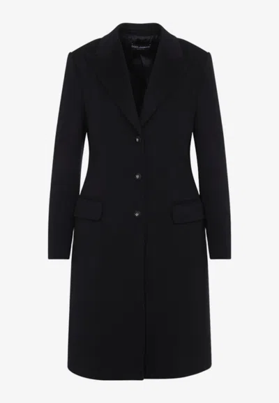 Dolce & Gabbana Single-breasted Wool Coat In Black
