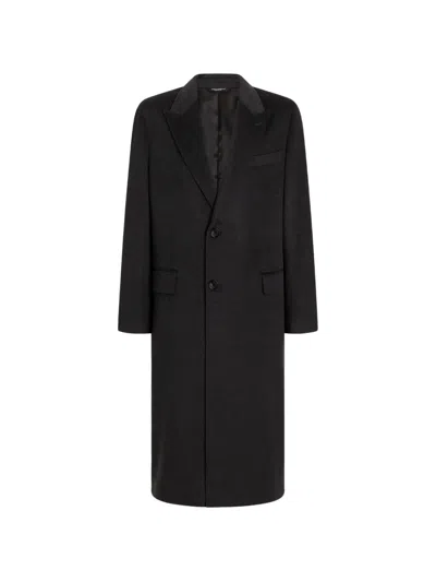 Dolce & Gabbana Single-breasted Wool Coat In Black