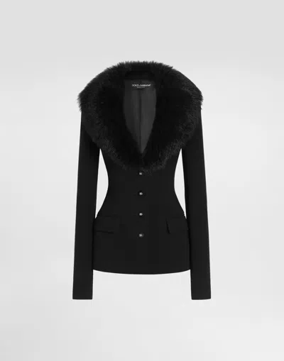 Dolce & Gabbana Single-breasted Wool Jacket In Black