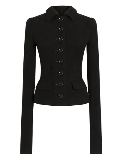 Dolce & Gabbana Single-breasted Wool Jacket In Black