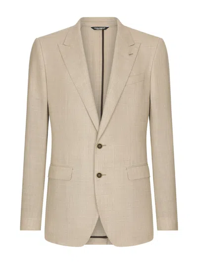 Dolce & Gabbana Single-breasted Wool Jacket In Neutral