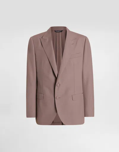 Dolce & Gabbana Single-breasted Wool Poplin Jacket In Brown