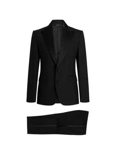 Dolce & Gabbana Single-breasted Wool Tuxedo Sicilia Light Suit In Black