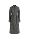 Dolce & Gabbana Herringbone-pattern Belted Single-breasted Coat In Gray