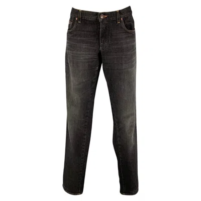Pre-owned Dolce & Gabbana Size 10 Grey Cotton Distressed Jeans In Gray