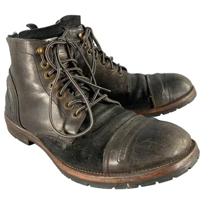 Pre-owned Dolce & Gabbana Size 12 Brown Black Wingtip Leather Hike Boots