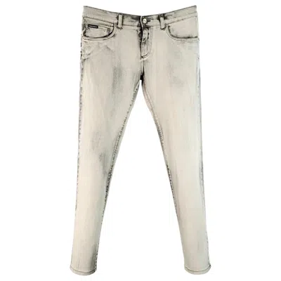 Pre-owned Dolce & Gabbana Size 30 Grey Cotton Blend Twill Skinny Zip Fly Jeans In Gray