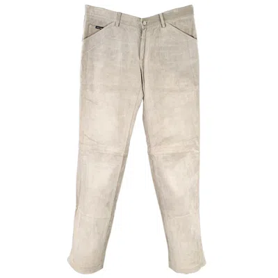Pre-owned Dolce & Gabbana Size 32 Grey Suede Five Pockets Straight Casual Pants In Gray