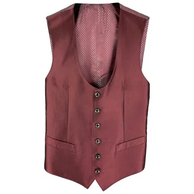 Pre-owned Dolce & Gabbana Size 34 Burgundy Silk Buttoned Vest In Red