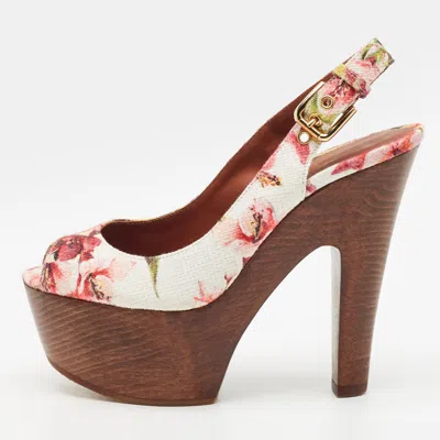 Pre-owned Dolce & Gabbana Size 35 Multicolor Jacquard Platform Sandals