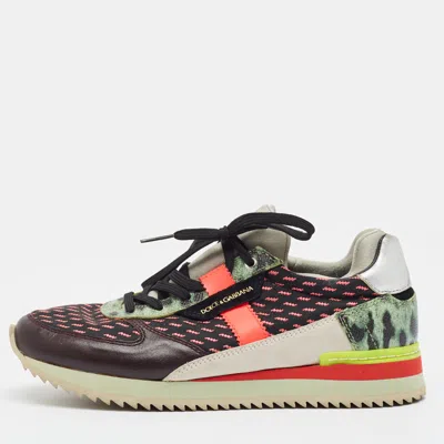 Pre-owned Dolce & Gabbana Size 36 Multicolor Coated Canvas And Fabric Low Top Sneakers
