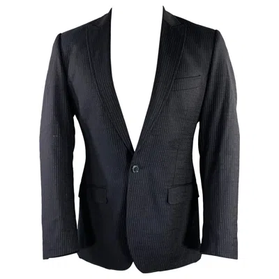 Pre-owned Dolce & Gabbana Size 36 Navy Stripe Virgin Wool Sport Coat In Blue