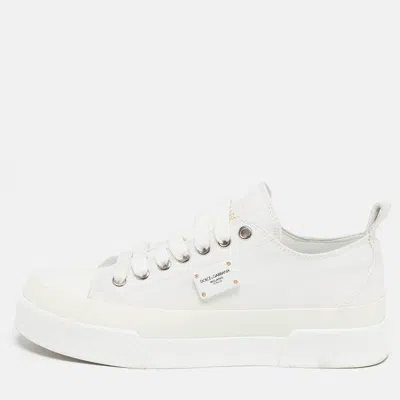 Pre-owned Dolce & Gabbana Size 36 White Canvas Athletic Lace Up Sneakers