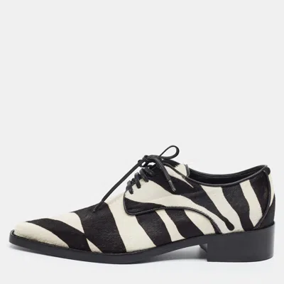 Pre-owned Dolce & Gabbana Size 36.5 Black/white Calf Hair And Leather Derby