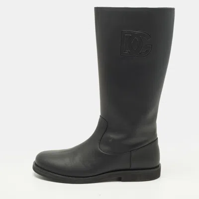 Pre-owned Dolce & Gabbana Size 37 Black Leather Mid Calf Boots