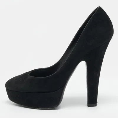 Pre-owned Dolce & Gabbana Size 37 Black Suede Platform Pumps