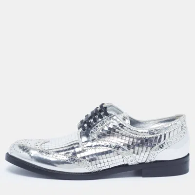 Pre-owned Dolce & Gabbana Size 37 Silver Leather Disco Derby Brogues