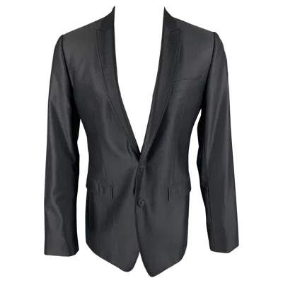 Pre-owned Dolce & Gabbana Size 38 Black Wool Blend Peak Lapel Sport Coat
