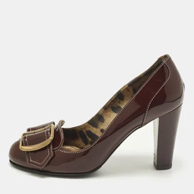 Pre-owned Dolce & Gabbana Size 38 Burgundy Patent Leather Pumps