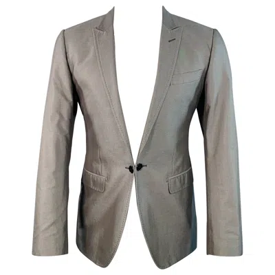 Pre-owned Dolce & Gabbana Size 38 Grey Cotton Silk Peak Lapel Single Button Sport Coat In Gray