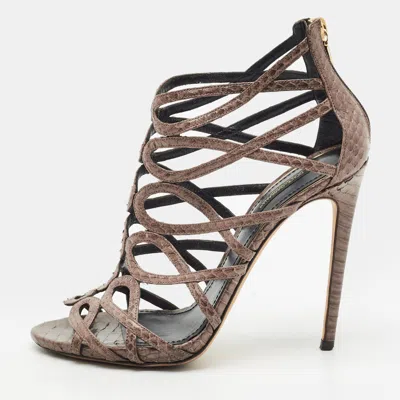 Pre-owned Dolce & Gabbana Size 39 Brown Python Leather Gladiator Sandals