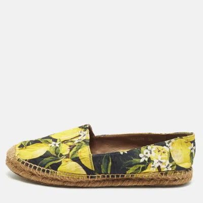 Pre-owned Dolce & Gabbana Size 39 Multicolor Brocade Fabric Espadrille Flats