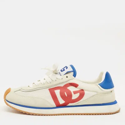 Pre-owned Dolce & Gabbana Size 39 Multicolor Mesh And Suede Dg Logo Low Top Sneakers