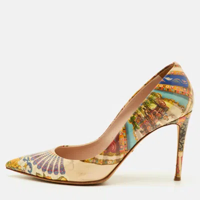Pre-owned Dolce & Gabbana Size 39 Multicolor Printed Patent Leather Pointed Toe Pumps