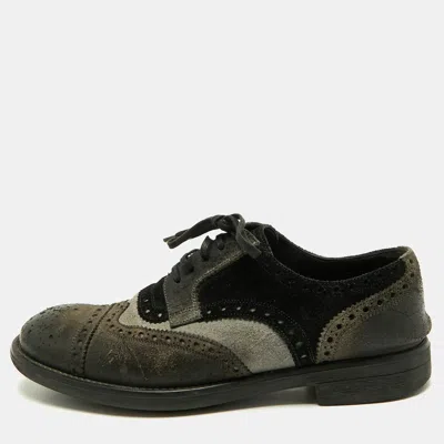 Pre-owned Dolce & Gabbana Size 39 Tricolor Leather And Suede Brogues In Black