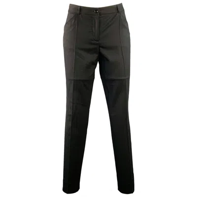 Pre-owned Dolce & Gabbana Size 4 Black Virgin Wool Blend Tapered Dress Pants