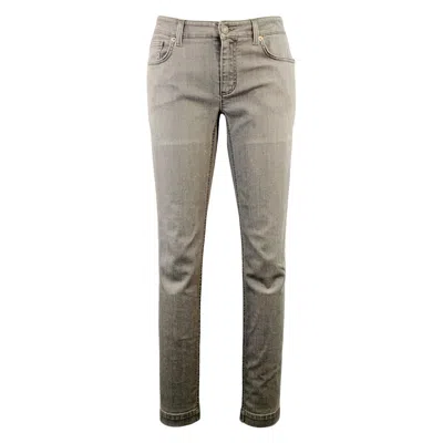 Pre-owned Dolce & Gabbana Size 4 Kate Grey Denim Twill Tapered Zip Fly Jeans In Gray