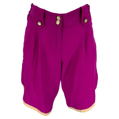 Pre-owned Dolce & Gabbana Size 4 Purple Beige Silk Shorts