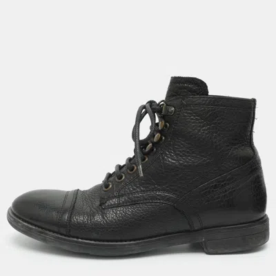 Pre-owned Dolce & Gabbana Size 40 Black Leather Combat Boots