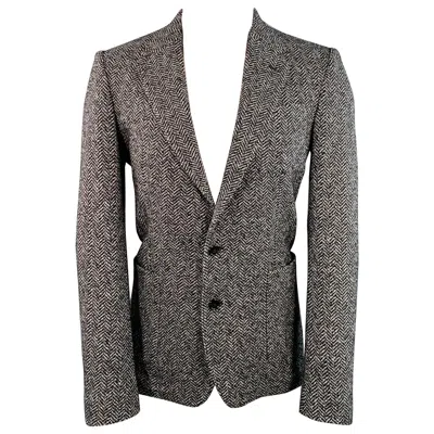 Pre-owned Dolce & Gabbana Size 40 Black White Herringbone Wool Cotton Sport Coat