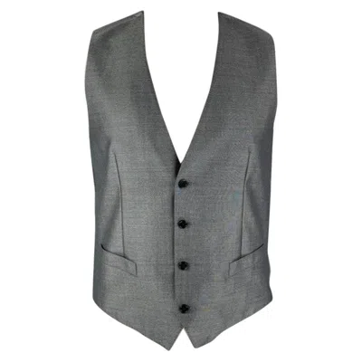 Pre-owned Dolce & Gabbana Size 40 Grey Solid Wool & Silk Buttoned Vest In Gray