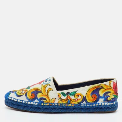 Pre-owned Dolce & Gabbana Size 40 Multicolor Brocade Fabric Espadrille Flats