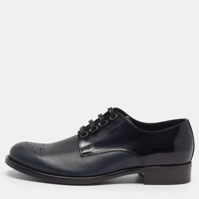 Pre-owned Dolce & Gabbana Size 41 Black/dark Green Leather Oxfords