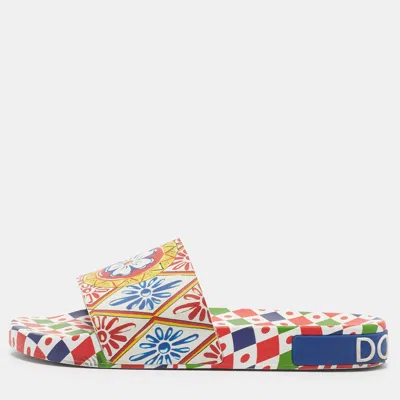 Pre-owned Dolce & Gabbana Size 41 Multicolor Rubber Pool Slides