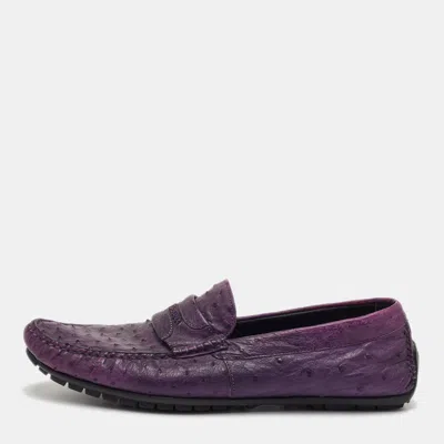 Pre-owned Dolce & Gabbana Size 41.5 Purple Ostrich Leather Slip On Loafers