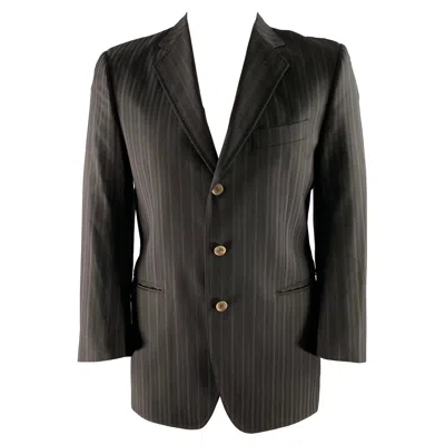 Pre-owned Dolce & Gabbana Size 42 Black Grey Stripe Wool Blend Notch Lapel Sport Coat In Gray