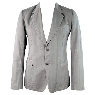 Pre-owned Dolce & Gabbana Size 42 Grey Cotton Linen Notch Lapel Sport Coat In Gray