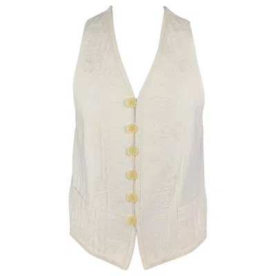Pre-owned Dolce & Gabbana Size 42 White Embroidery Cotton Buttoned Vest