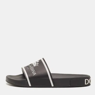 Pre-owned Dolce & Gabbana Size 43 Black Rubber Pool Slides