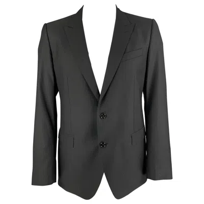 Pre-owned Dolce & Gabbana Size 44 Black Wool Blend Peak Lapel Sport Coat