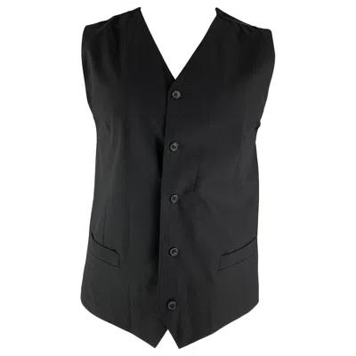 Pre-owned Dolce & Gabbana Size 46 Plaid Wool Buttoned Black Vest