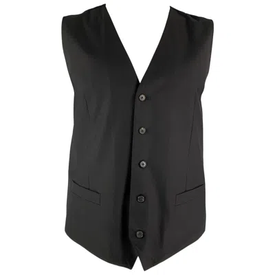Pre-owned Dolce & Gabbana Size 46 Solid Wool Buttoned Black Vest