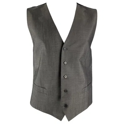 Pre-owned Dolce & Gabbana Size 48 Solid Wool , Mohair & Silk Buttoned Vest In Gray
