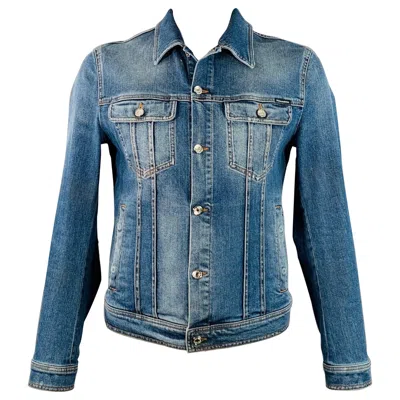 Pre-owned Dolce & Gabbana Size L Blue Cotton Blend Denim Trucker Jacket
